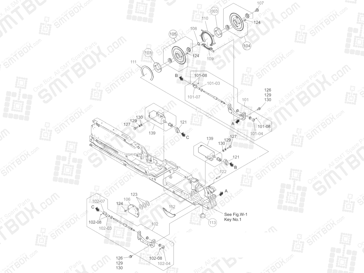 Tape Driving Section: Hitachi SMT Tape Feeder Part List of GT-18080B, 18081B, 18082B, 18083B