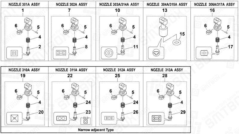 List Of Smt Nozzle On Yamaha Ys12 Yg12 Khy / Kjv-1011 Compact High-Speed Modular