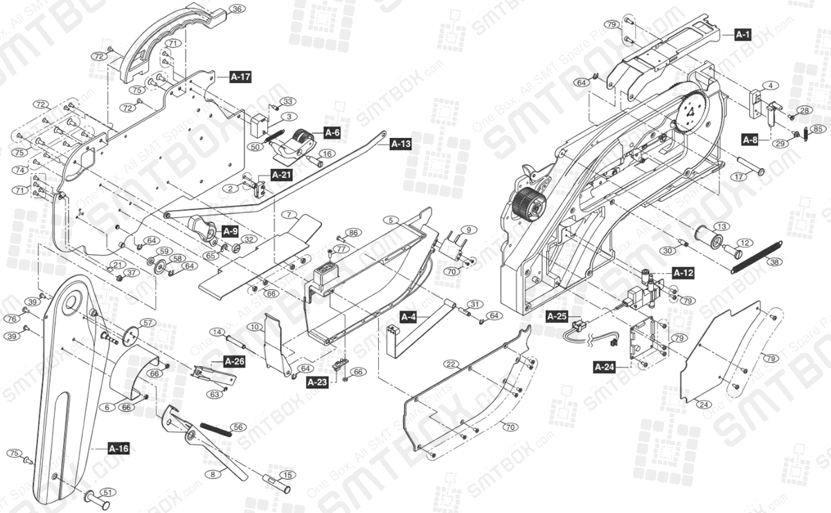 Part List of Hanwha Samsung Techwin 32mm SMN tape feeder SM DECAN NonIT SBFB34110K IT SBFB34010K part 2