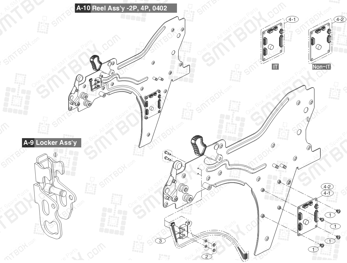 Sub 4 Part list of Hanwha Samsung Techwin 8mm SMN Tape Feeder SM DECAN IT 8mm4P SBFB32010K 8mm2P SBFB32000K