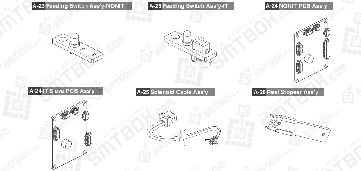 Sub Part List of 56mm 72mm 88mm SMN tape feeder for Hanwha Samsung Techwin SM DECAN part 5