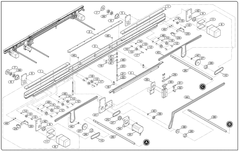 conveyor fixed frame assembly on Samsung Techwin SM321 SMT equipment