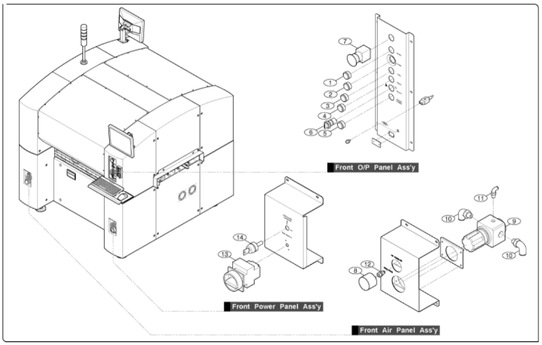 Front Function Panel Assembly on Samsung Techwin SM321 SMT Component Placer