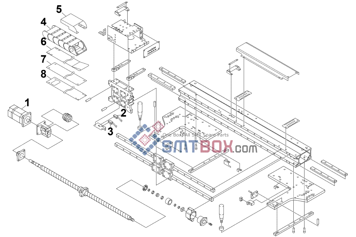 Maintenance Parts List for X-Axis of Moving-Axis on Yamaha HSDXg High-End Dispenser