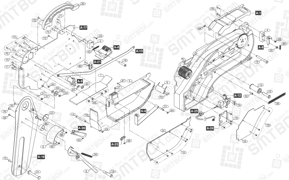 Part List of Hanwha Samsung Techwin 44mm SMN tape feeder SM DECAN NonIT SBFB34120K IT SBFB34020K Part 2