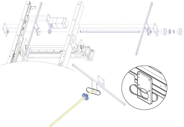 Pull the timing belt out through the hole of the Wait Pulley BKT SR and replace it with a new one.