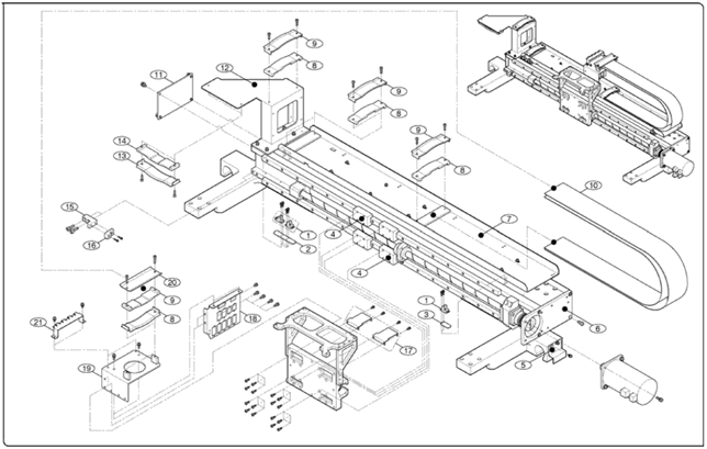 Required Materials for X-Y Frame on Samsung Techwin SM321 SMT Component Assembly Machine