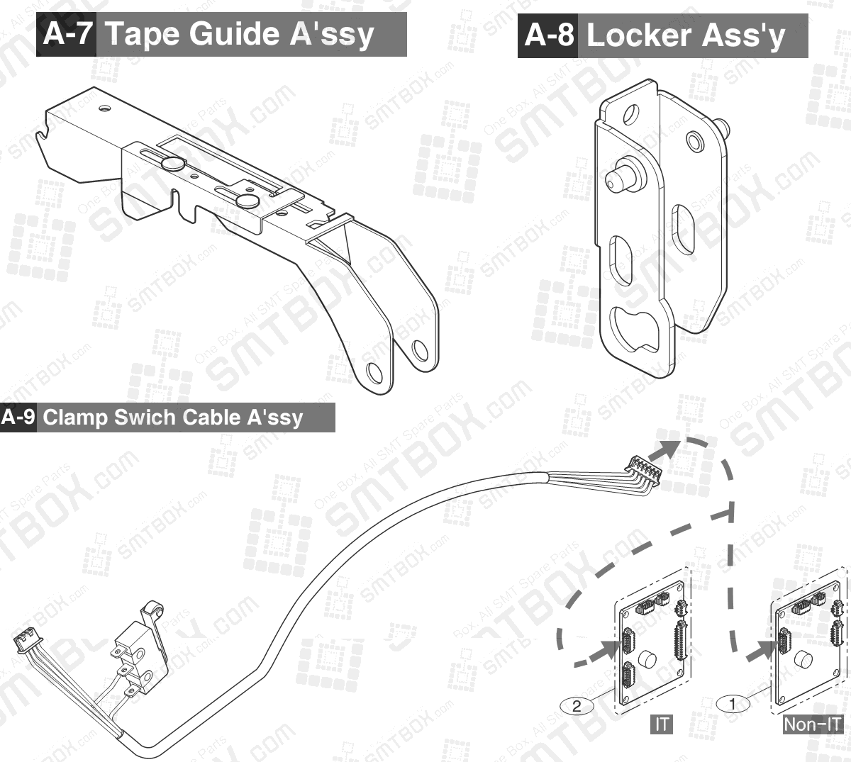 Sub-3 Part list of Hanwha Samsung Techwin 12mm SMN Tape Feeder SM DECAN IT SBFB33000K NonIT SBFB33100K