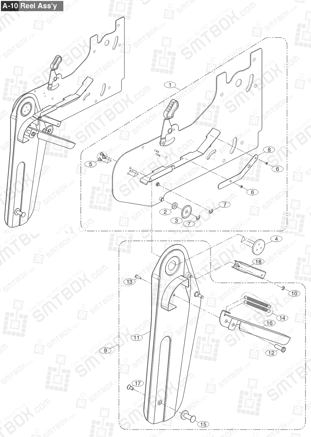 Sub-4 Part list of Hanwha Samsung Techwin 12mm SMN Tape Feeder SM DECAN IT SBFB33000K NonIT SBFB33100K