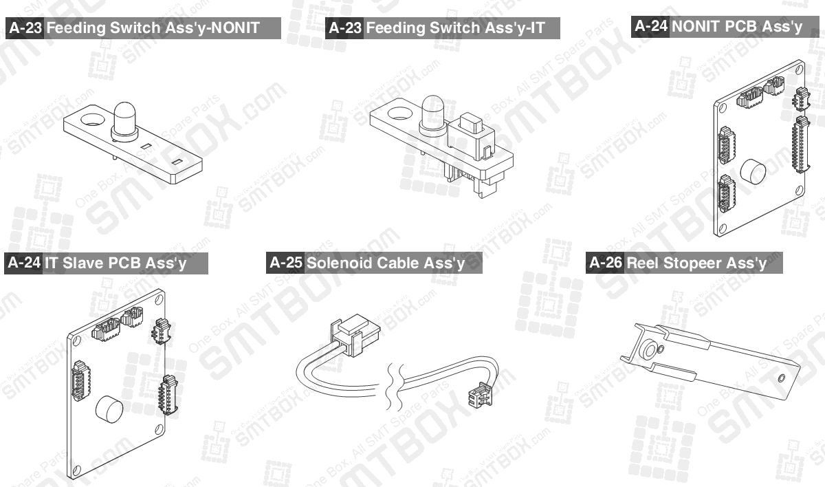 Sub Part List of Hanwha Samsung Techwin 44mm SMN tape feeder SM DECAN NonIT SBFB34120K IT SBFB34020K part 5