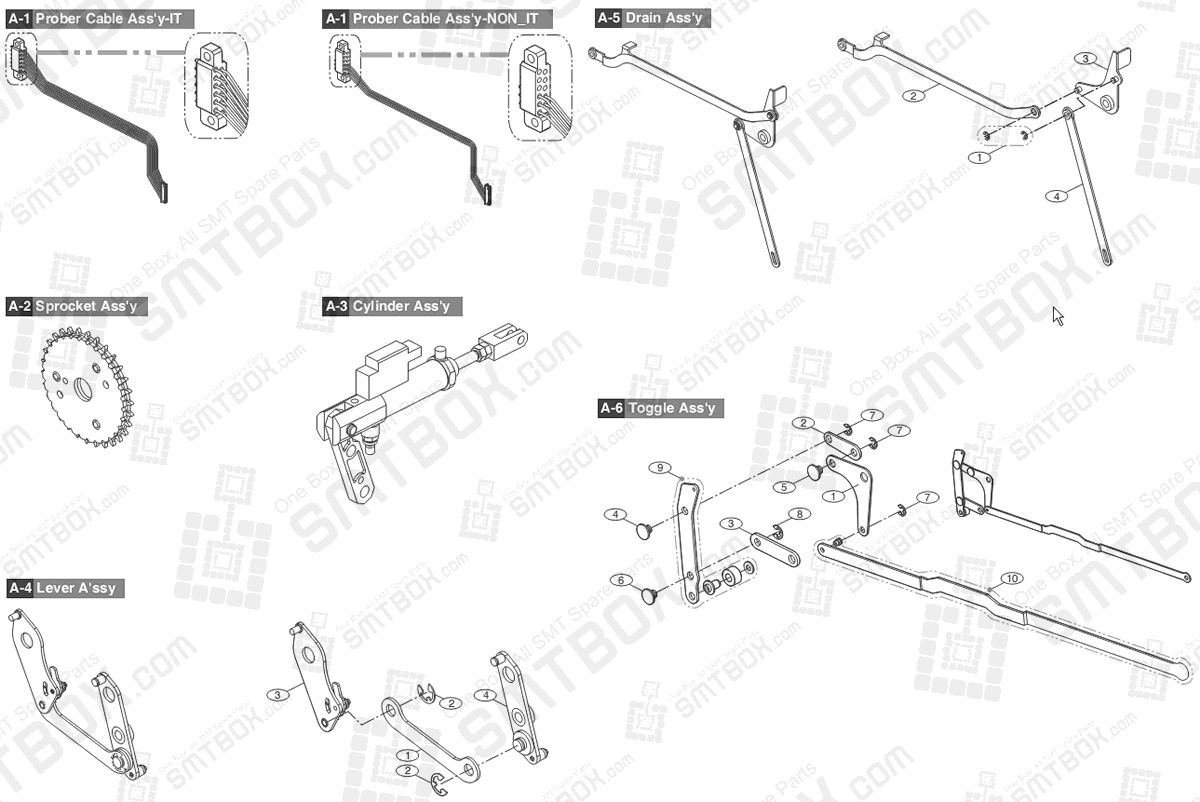 Sub Part List of Hanwha Samsung Techwin 16mm SMN tape feeder SM DECAN NonIT SBFB33110K IT SBFB33010K Part 1